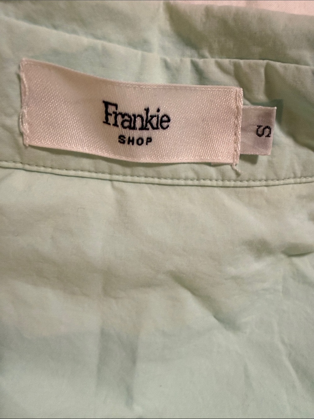 Frankie Shop Light Mint Button-Up Top and Elastic Waist Shorts Set small - Picture 3 of 6
